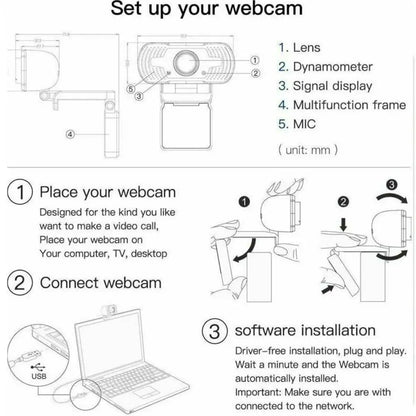 1080P HD USB Webcam with Microphone – Auto Focus, Plug & Play,